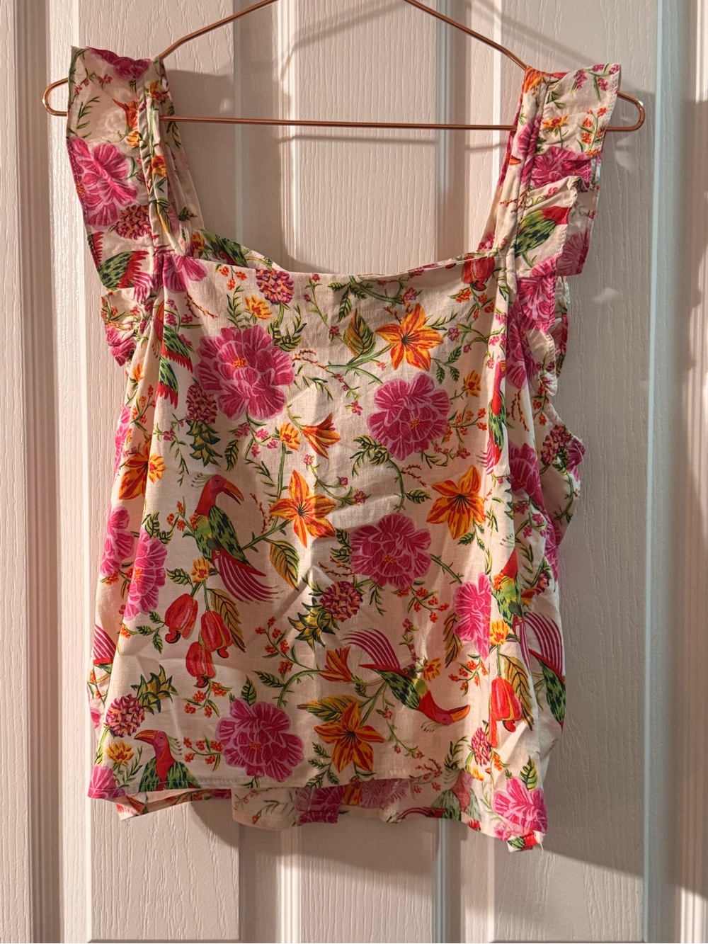 Rachel Zoe Floral Ruffle Strap Tank